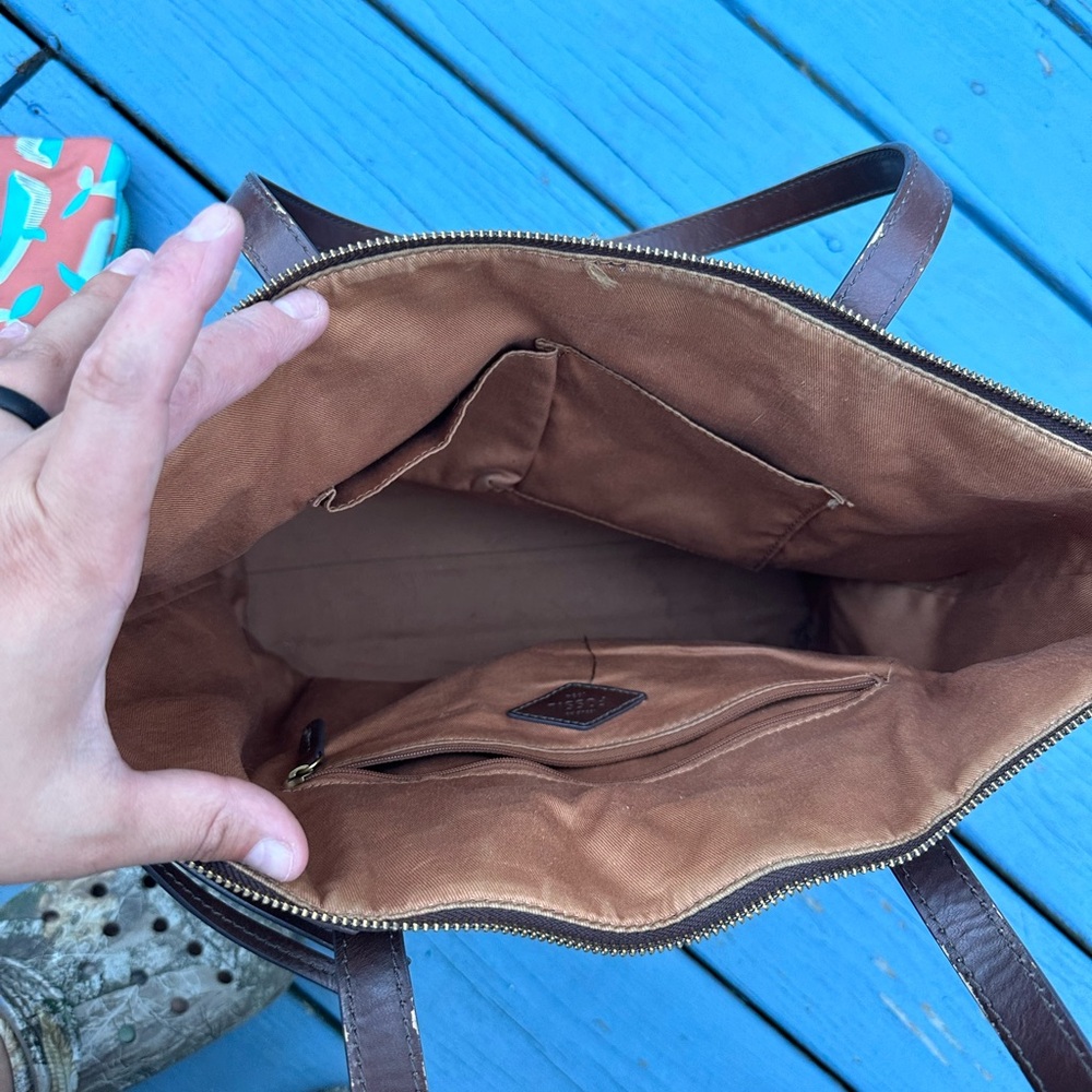 Fossil Key Feather Print Coated Canvas Tote Bag - image 7